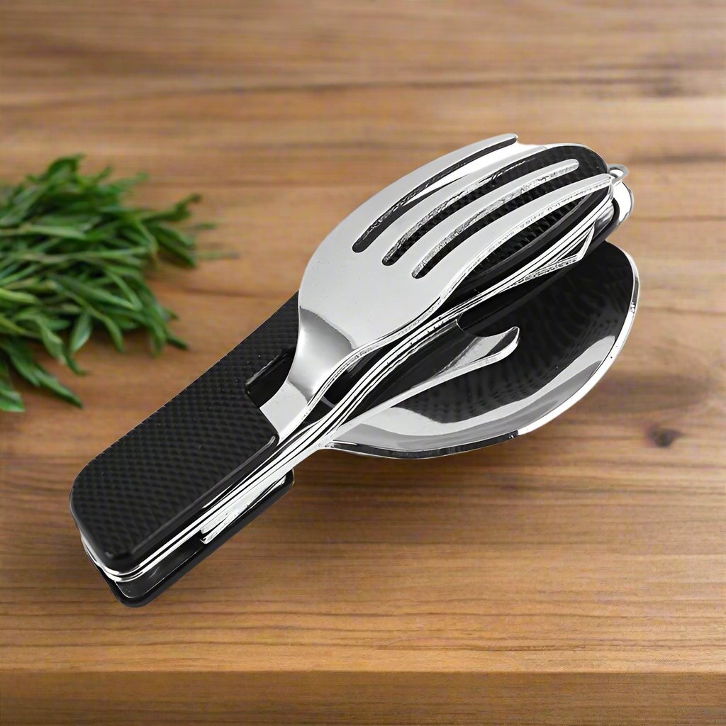 Couteau Suisse - FoldableTablewareSet™ - Noir - toutcamping