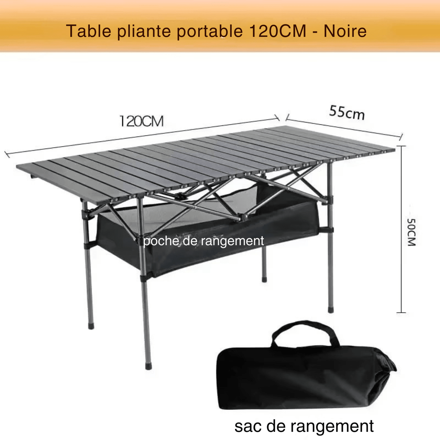 Table Pliante Camping - CampFlex™ - Noir - toutcamping