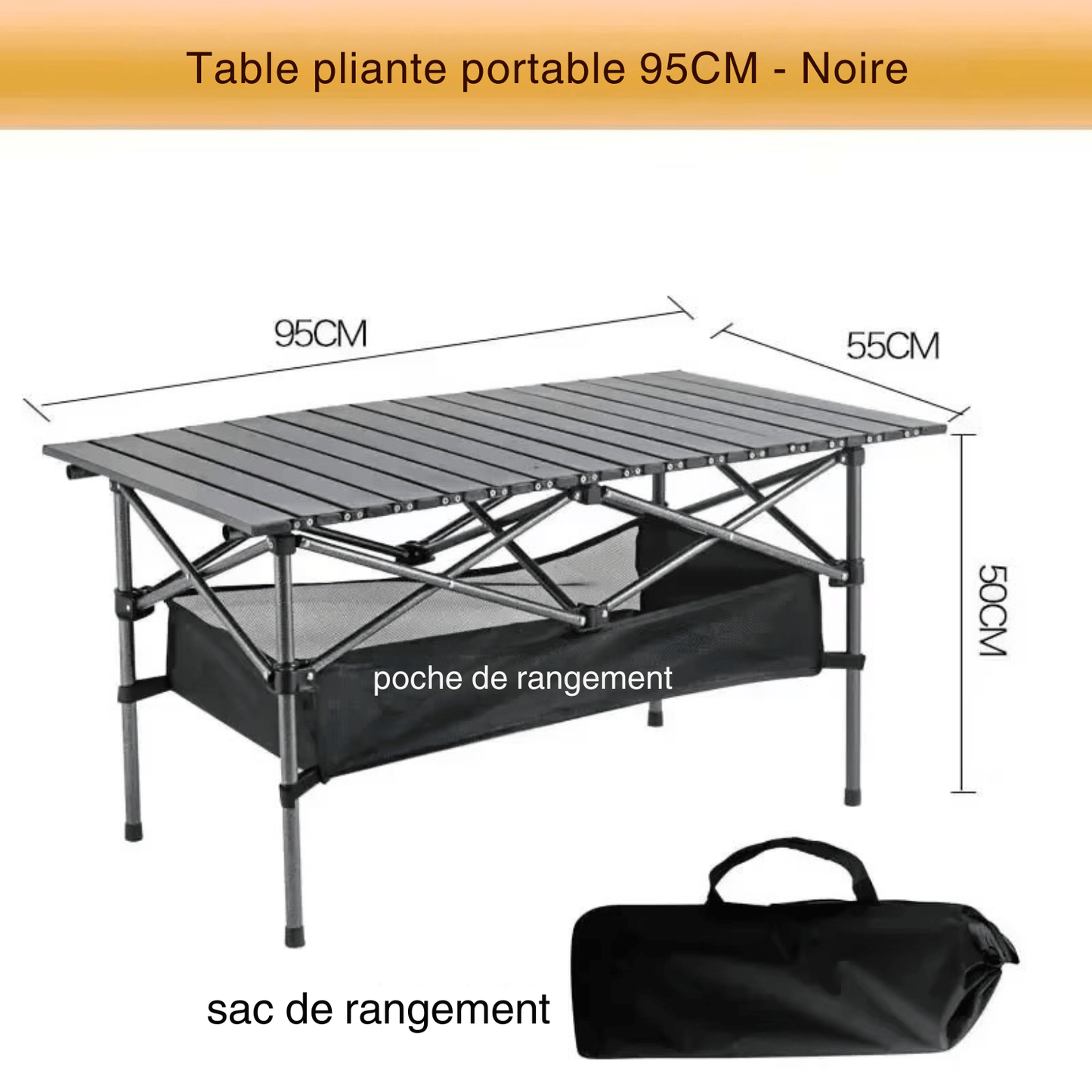 Table Pliante Camping - CampFlex™ - Noir - toutcamping